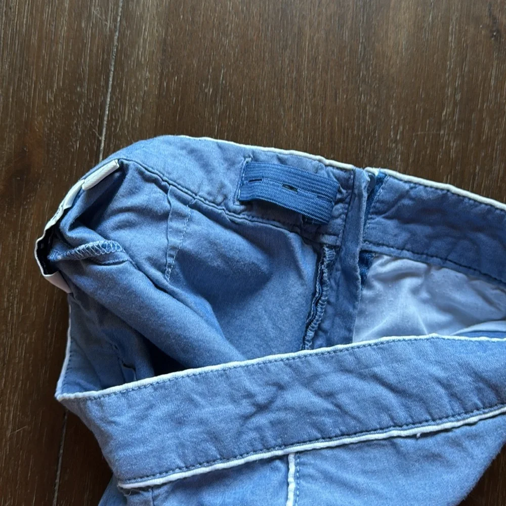 Size 8 Janie and Jack adjustable waist side zip pocketed shorts denim chambray